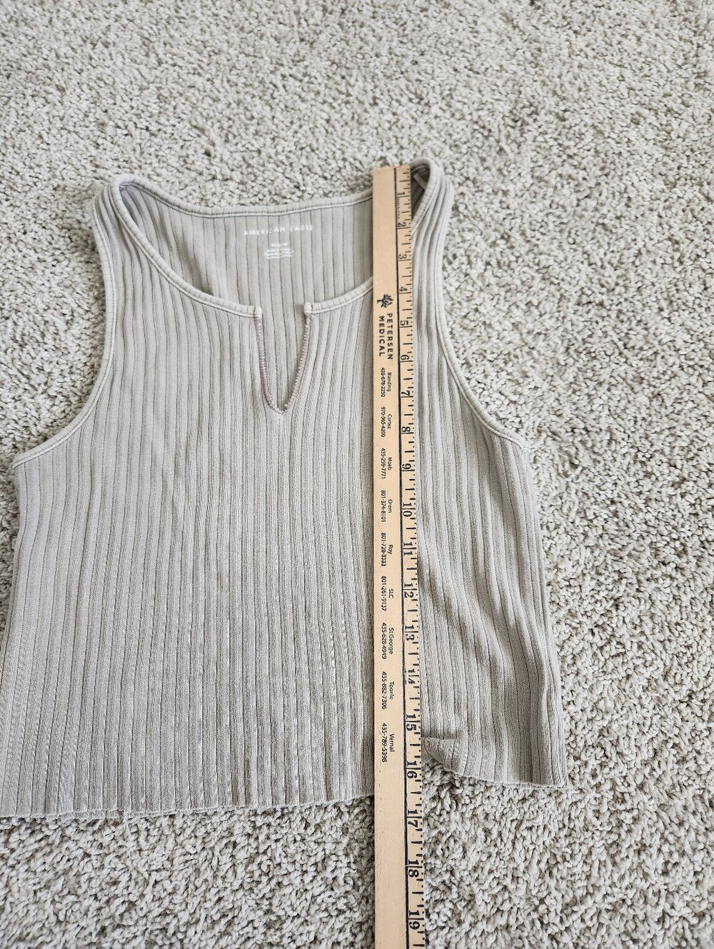 American Eagle Ribbed Notch Tank Tops Size Medium In Taupe - Picture 7 of 7